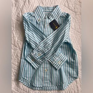 Ralph Lauren Blue and White Striped Button Down Toddler Shirt Size 2T